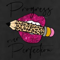 Progress Over Perfection Leopard Pencil Motivational Teacher Golf Towel