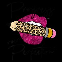 Progress Over Perfection Leopard Pencil Motivational Teacher Cropped Pullover Crew