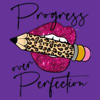 Progress Over Perfection Leopard Pencil Motivational Teacher Button