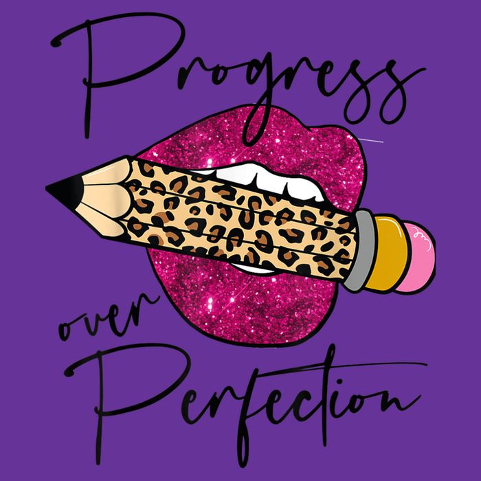 Progress Over Perfection Leopard Pencil Motivational Teacher Button
