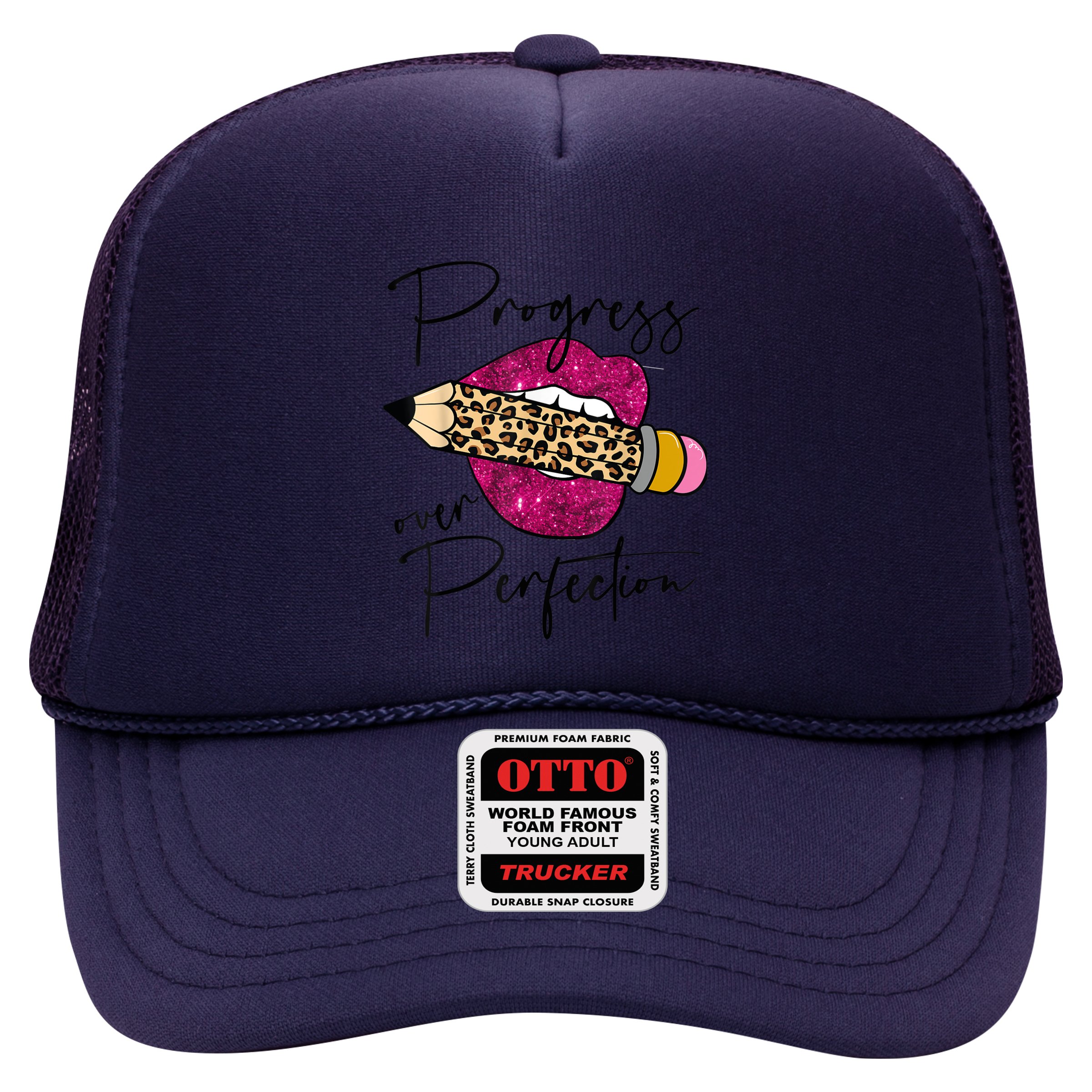 Progress Over Perfection Leopard Pencil Motivational Teacher Hat