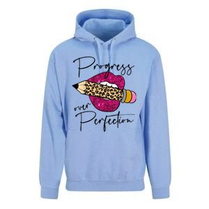 Progress Over Perfection Leopard Pencil Motivational Teacher Unisex Surf Hoodie