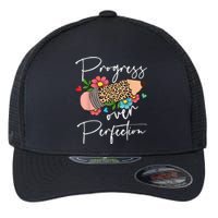 Progress Over Perfection Leopard Pencil Motivational Teacher Flexfit Unipanel Trucker Cap