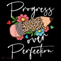 Progress Over Perfection Leopard Pencil Motivational Teacher Tall T-Shirt