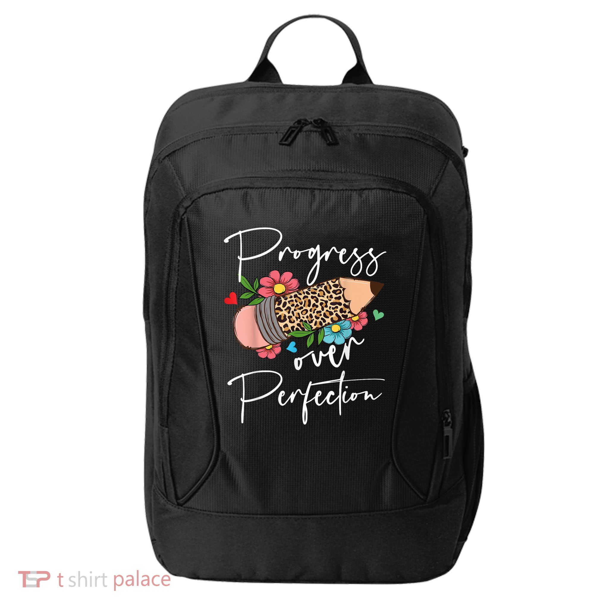 Progress Over Perfection Leopard Pencil Motivational Teacher City Backpack