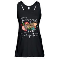 Progress Over Perfection Leopard Pencil Motivational Teacher Ladies Essential Flowy Tank