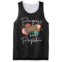 Progress Over Perfection Leopard Pencil Motivational Teacher Mesh Reversible Basketball Jersey Tank