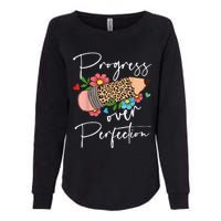 Progress Over Perfection Leopard Pencil Motivational Teacher Womens California Wash Sweatshirt