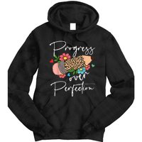 Progress Over Perfection Leopard Pencil Motivational Teacher Tie Dye Hoodie