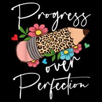 Progress Over Perfection Leopard Pencil Motivational Teacher Cropped Pullover Crew