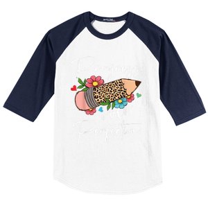 Progress Over Perfection Leopard Pencil Motivational Teacher Baseball Sleeve Shirt