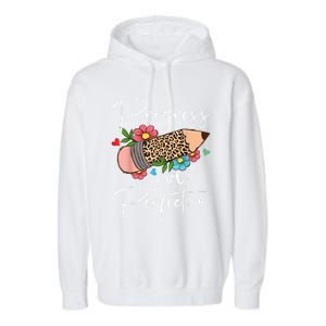 Progress Over Perfection Leopard Pencil Motivational Teacher Garment-Dyed Fleece Hoodie