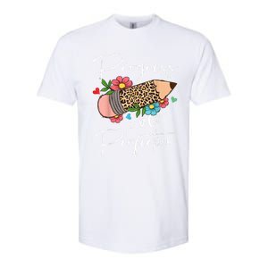 Progress Over Perfection Leopard Pencil Motivational Teacher Softstyle CVC T-Shirt