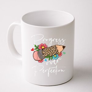 Progress Over Perfection Leopard Pencil Motivational Teacher Coffee Mug