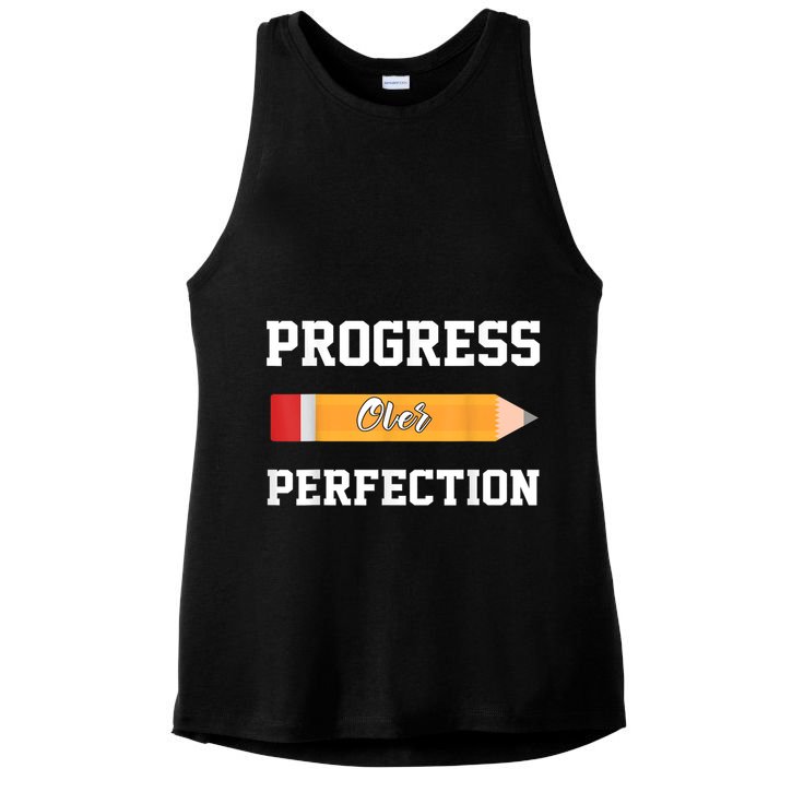 Progress Over Perfection Teacher Funny Pencil Back To Shool Ladies PosiCharge Tri-Blend Wicking Tank