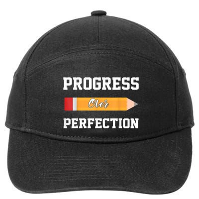 Progress Over Perfection Teacher Funny Pencil Back To Shool 7-Panel Snapback Hat