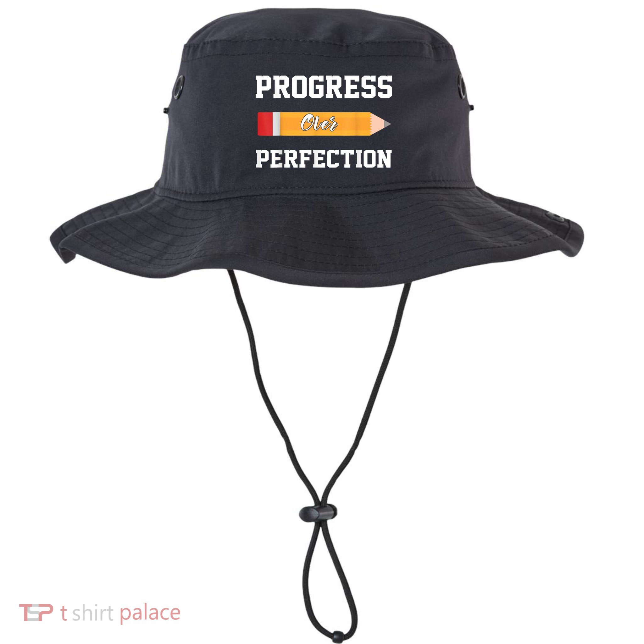 Progress Over Perfection Teacher Funny Pencil Back To Shool Bucket Hat