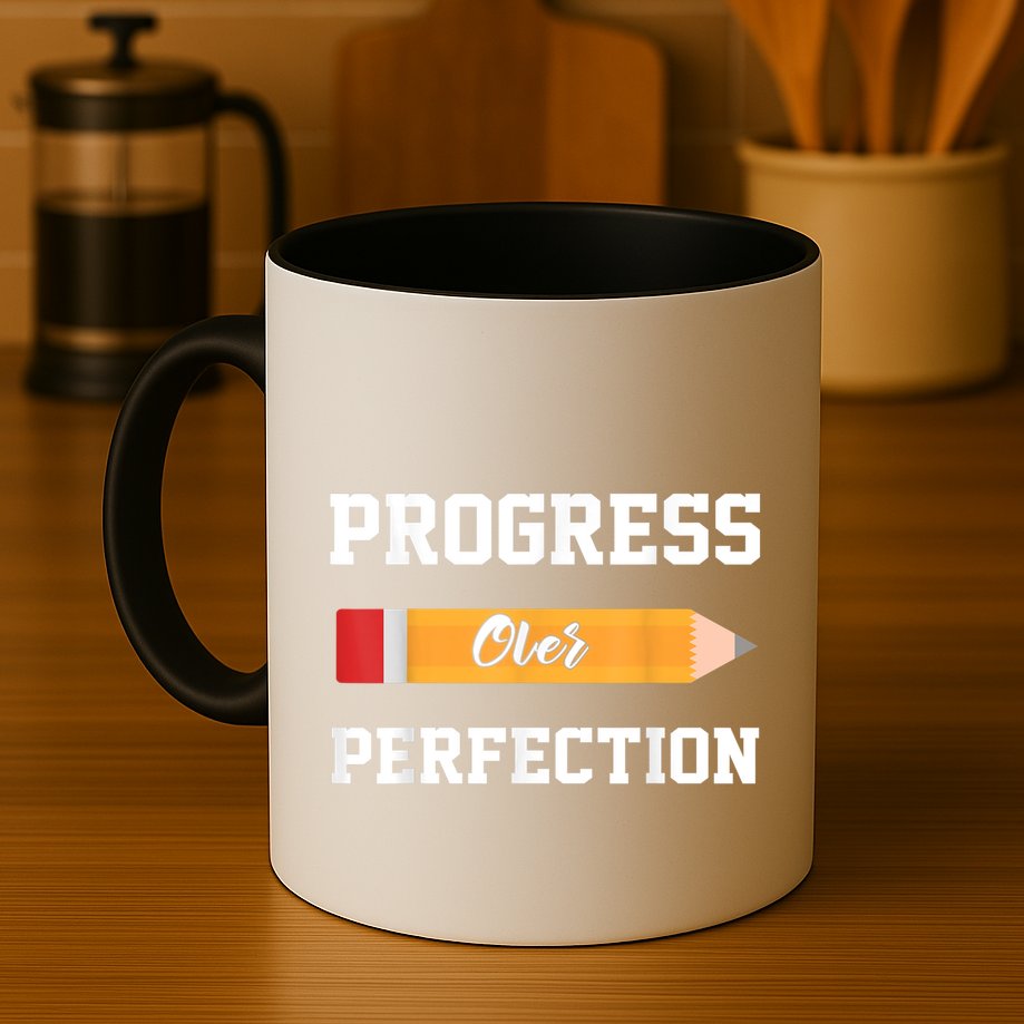 Progress Over Perfection Teacher Funny Pencil Back To Shool Mug