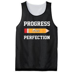 Progress Over Perfection Teacher Funny Pencil Back To Shool Mesh Reversible Basketball Jersey Tank