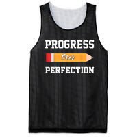 Progress Over Perfection Teacher Funny Pencil Back To Shool Mesh Reversible Basketball Jersey Tank