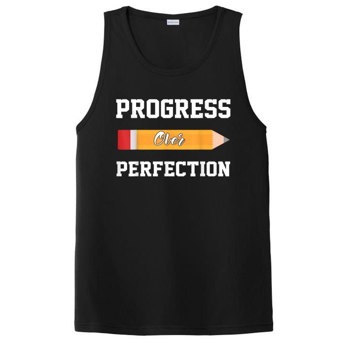 Progress Over Perfection Teacher Funny Pencil Back To Shool PosiCharge Competitor Tank