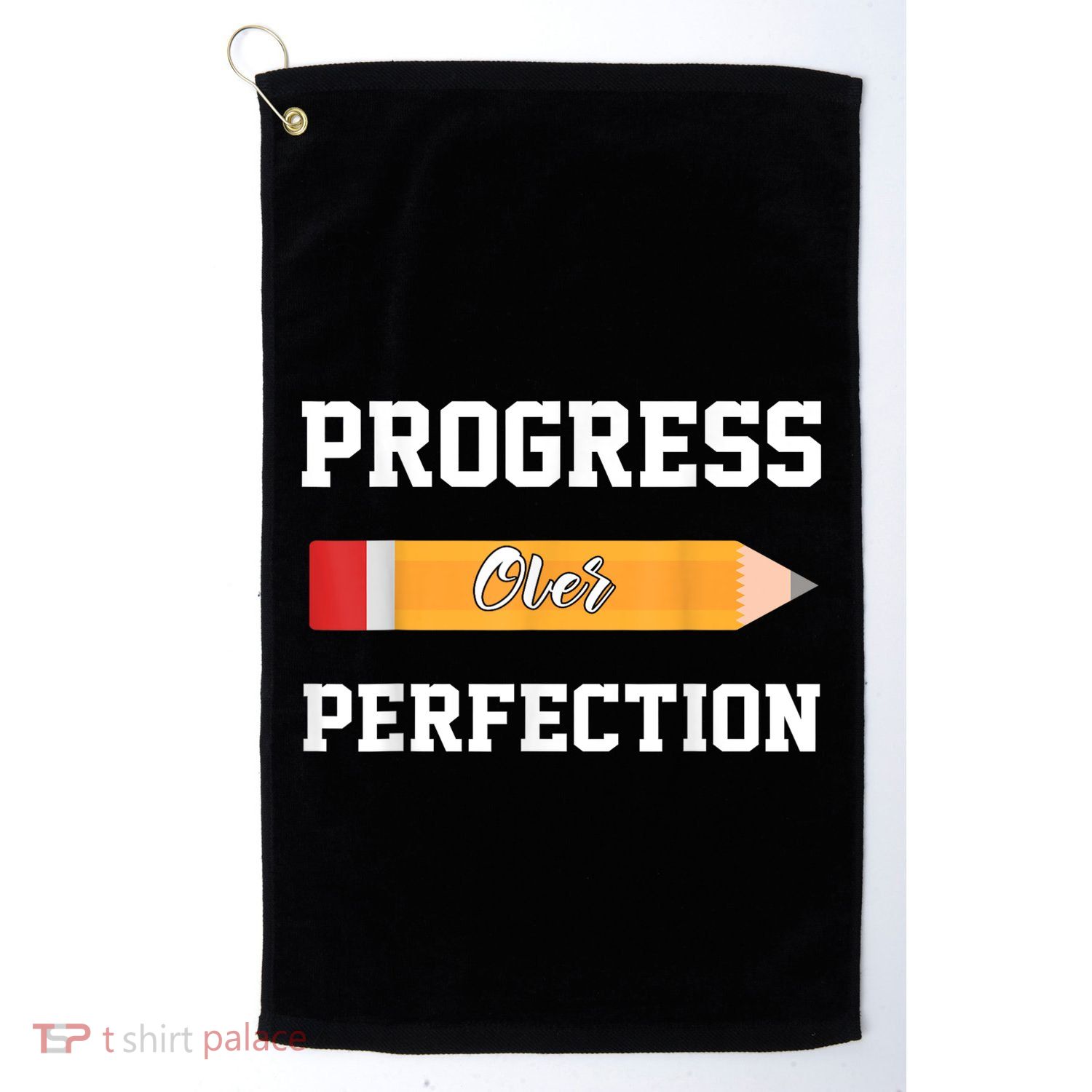 Progress Over Perfection Teacher Funny Pencil Back To Shool Golf Towel