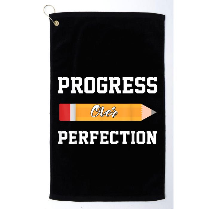 Progress Over Perfection Teacher Funny Pencil Back To Shool Golf Towel
