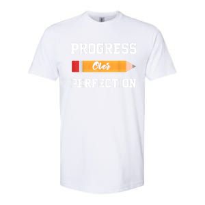 Progress Over Perfection Teacher Funny Pencil Back To Shool Softstyle CVC T-Shirt