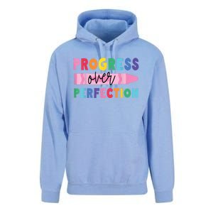 Progress Over Perfection Funny Motivational Teacher School Unisex Surf Hoodie