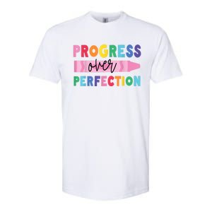 Progress Over Perfection Funny Motivational Teacher School Softstyle CVC T-Shirt