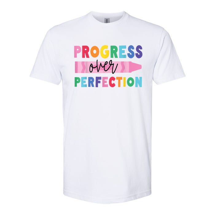 Progress Over Perfection Funny Motivational Teacher School Softstyle CVC T-Shirt