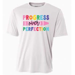 Progress Over Perfection Funny Motivational Teacher School Cooling Performance Crew T-Shirt