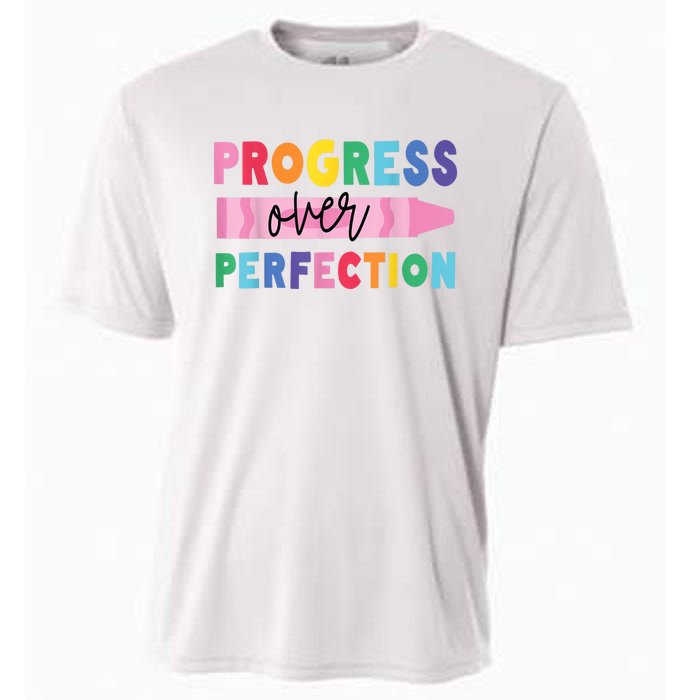 Progress Over Perfection Funny Motivational Teacher School Cooling Performance Crew T-Shirt