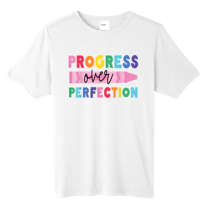 Progress Over Perfection Funny Motivational Teacher School Tall Fusion ChromaSoft Performance T-Shirt