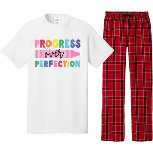 Progress Over Perfection Funny Motivational Teacher School Pajama Set