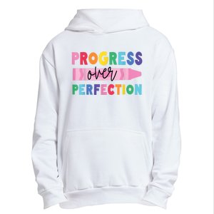 Progress Over Perfection Funny Motivational Teacher School Urban Pullover Hoodie