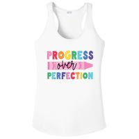 Progress Over Perfection Funny Motivational Teacher School Ladies PosiCharge Competitor Racerback Tank