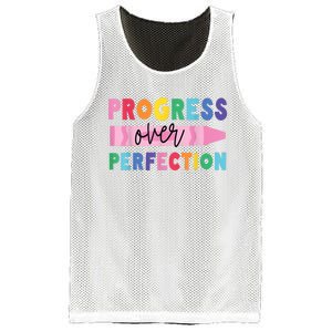 Progress Over Perfection Funny Motivational Teacher School Mesh Reversible Basketball Jersey Tank