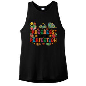 Progress Over Perfection Friends Hungry Caterpillar Teacher Butterfly Ladies PosiCharge Tri-Blend Wicking Tank