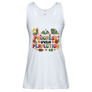 Progress Over Perfection Friends Hungry Caterpillar Teacher Butterfly Ladies Essential Flowy Tank