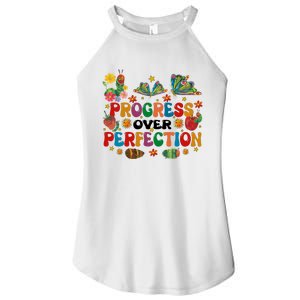 Progress Over Perfection Friends Hungry Caterpillar Teacher Butterfly Women's Perfect Tri Rocker Tank