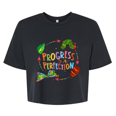 Progress Over Perfection Very Hungry Caterpillar Teacher Bella+Canvas Jersey Crop Tee