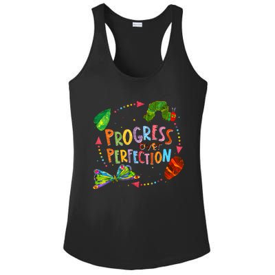 Progress Over Perfection Very Hungry Caterpillar Teacher Ladies PosiCharge Competitor Racerback Tank