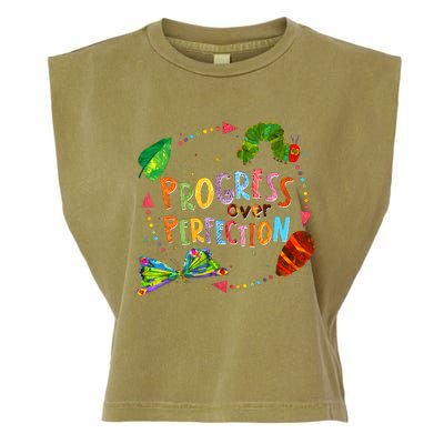 Progress Over Perfection Very Hungry Caterpillar Teacher Garment-Dyed Women's Muscle Tee