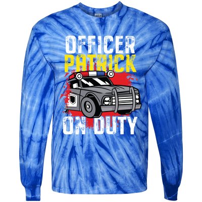 Police Officer Patrick On Duty Cute Gift Personalized Police Car Great Gift Tie-Dye Long Sleeve Shirt