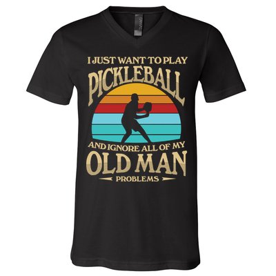 Pickleball OLDMAN V-Neck T-Shirt