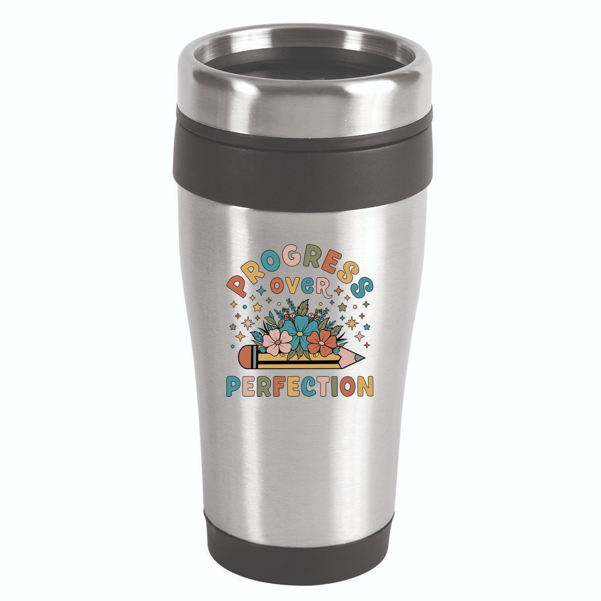 Progress Over Perfection | Teacher Wildflower Back To School 16oz Travel Tumbler