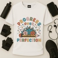 Progress Over Perfection | Teacher Wildflower Back To School Cooling Performance Crew T-Shirt