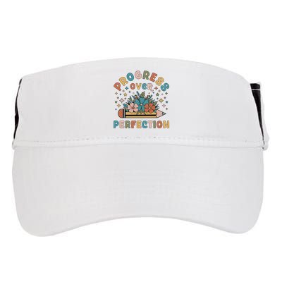 Progress Over Perfection | Teacher Wildflower Back To School Adult Drive Performance Visor