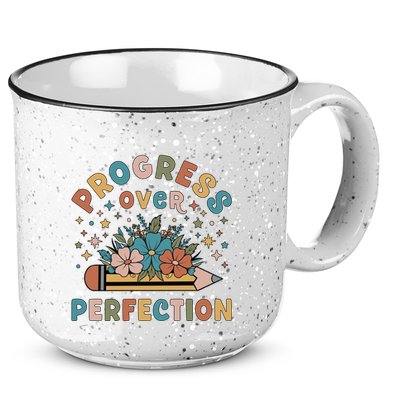 Progress Over Perfection | Teacher Wildflower Back To School 15oz Campfire Ceramic Mug